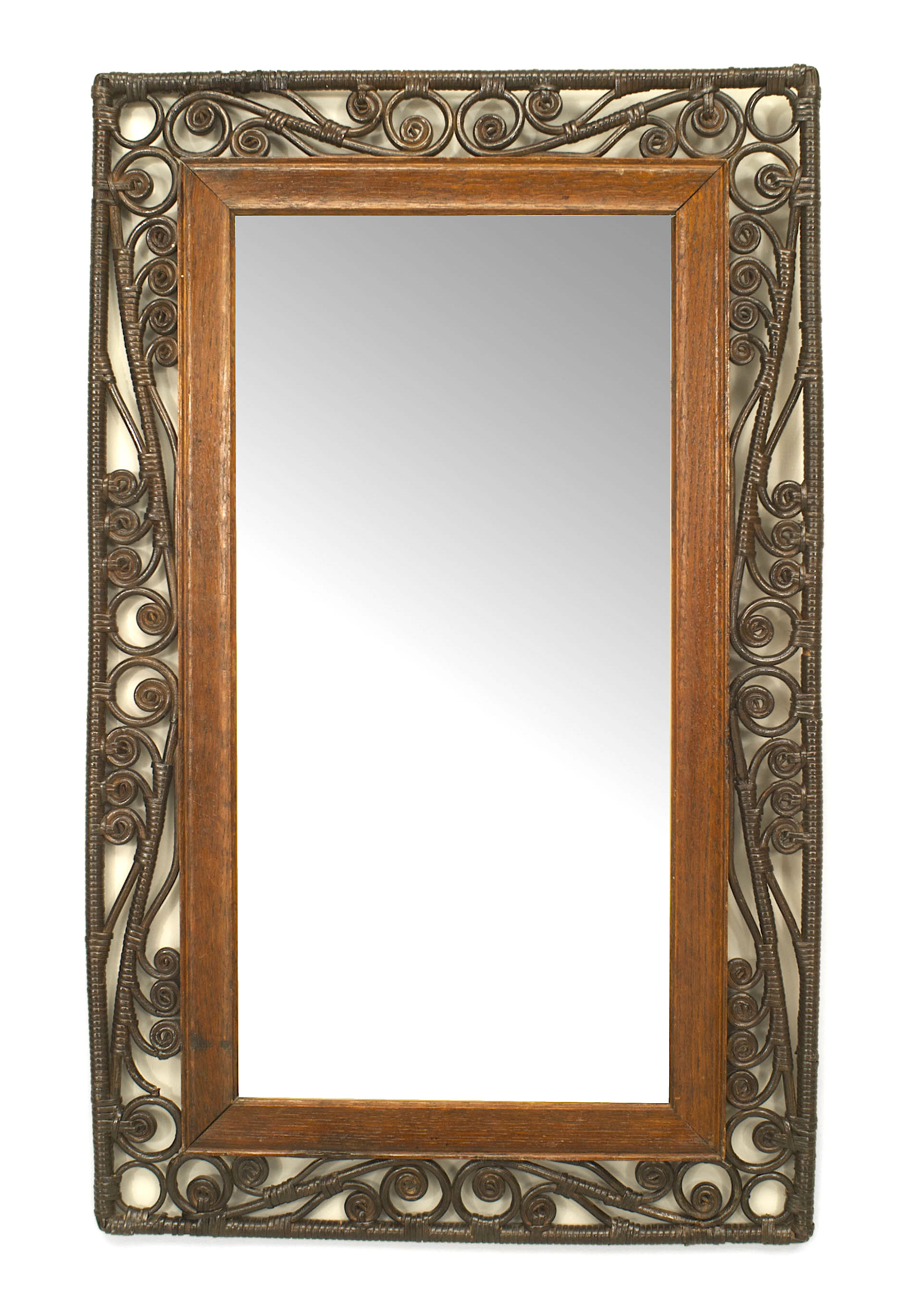 American victorian heywood wakefield wicker wall mirror 1