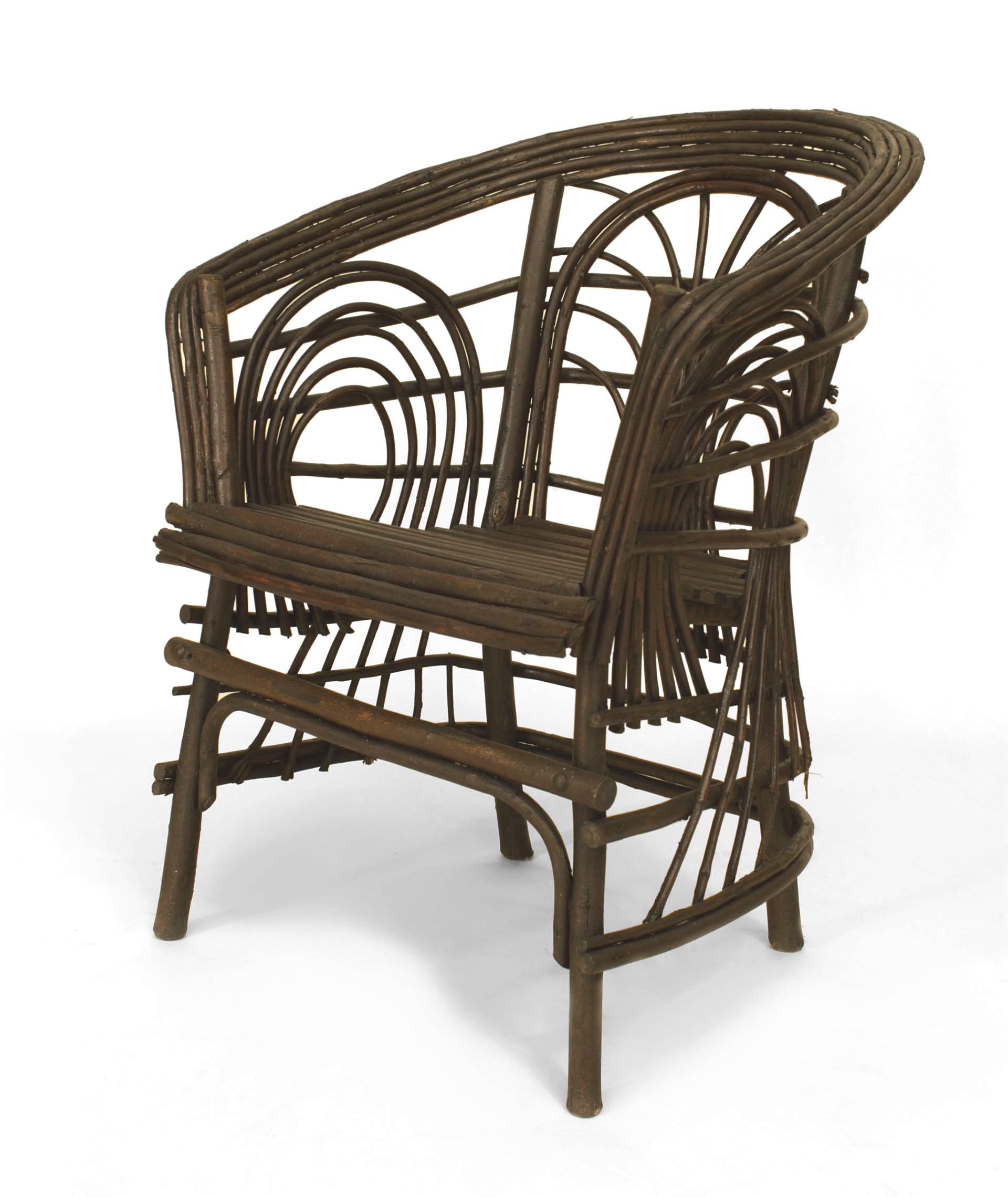 Rustic Adirondack Willow Arm Chair 10 Newel