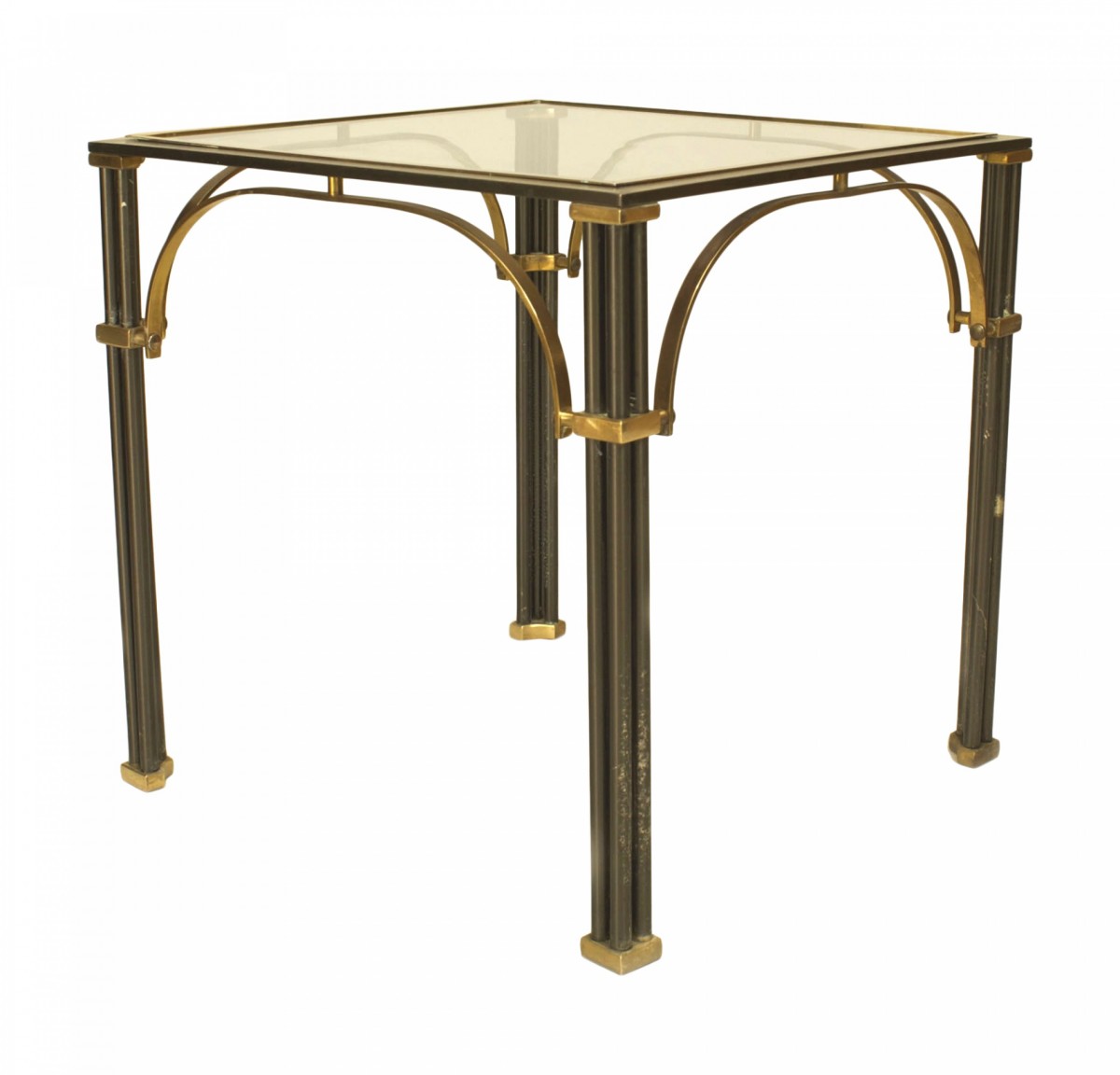 French mid century steel and glass end tables