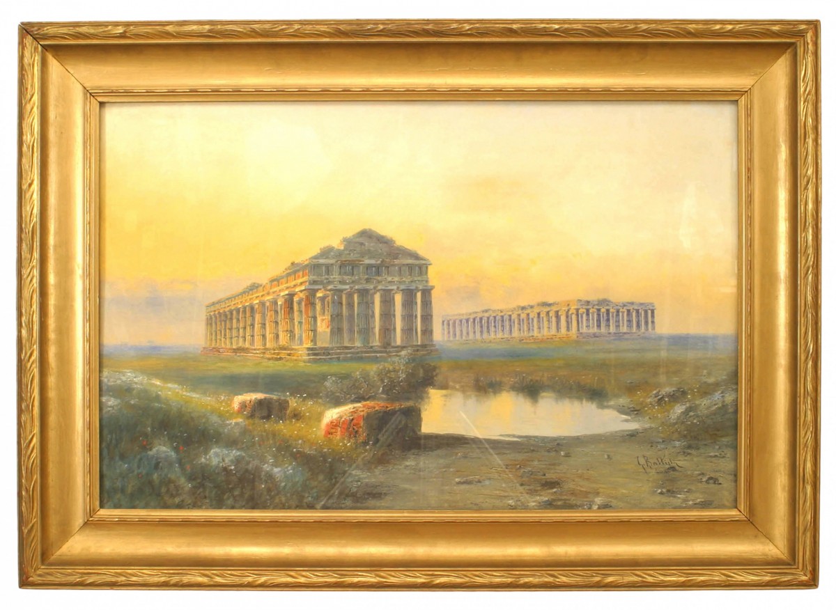 Italian neo classic landscape of roman ruins