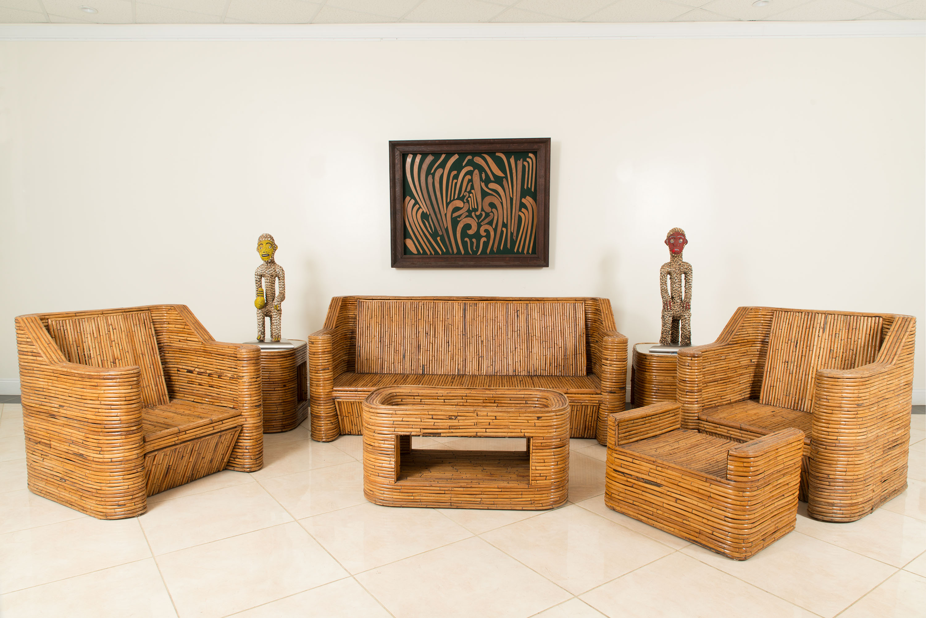 Living Room Drapes And Bamboo Shades