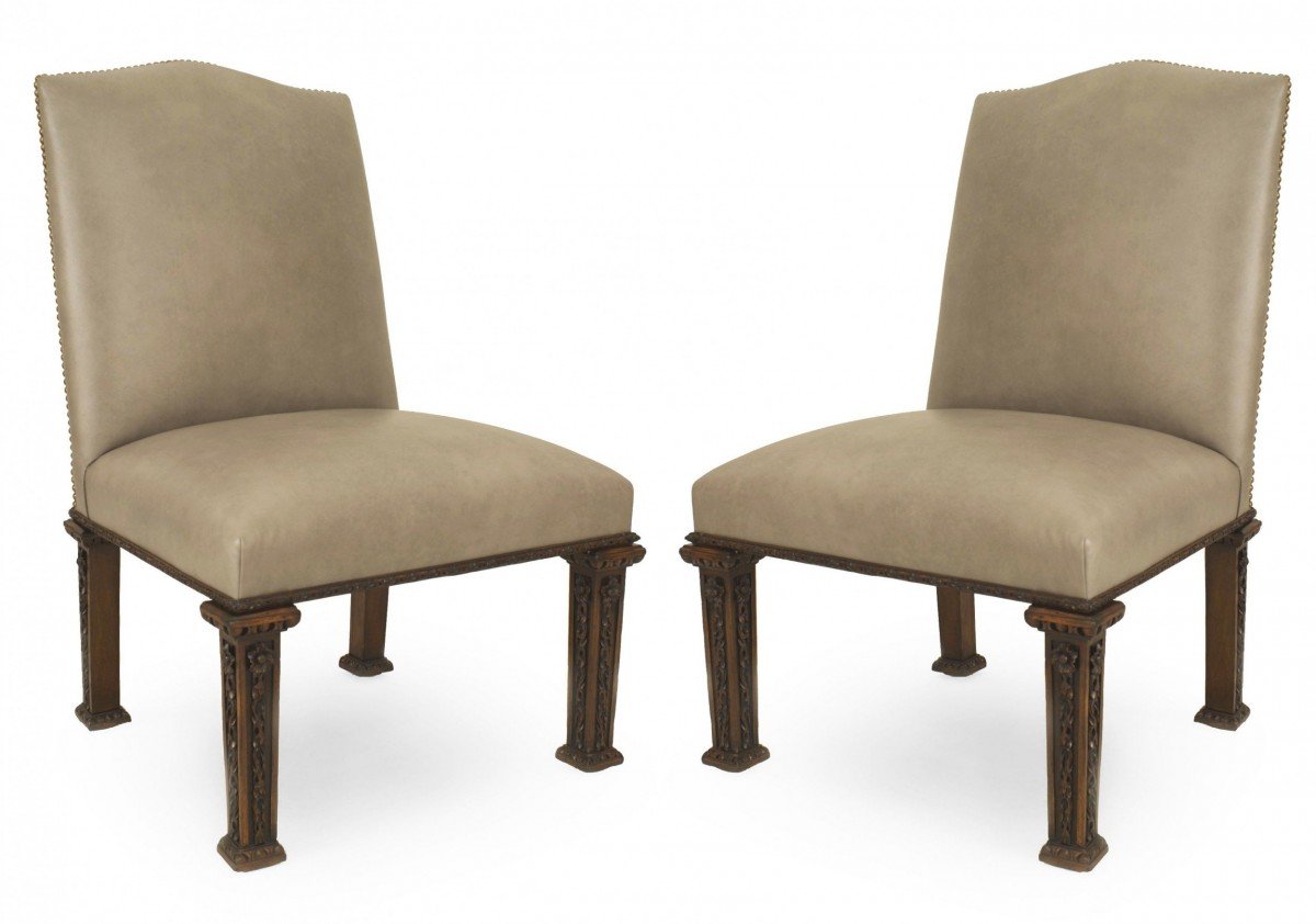 English georgian leather side chairs 1