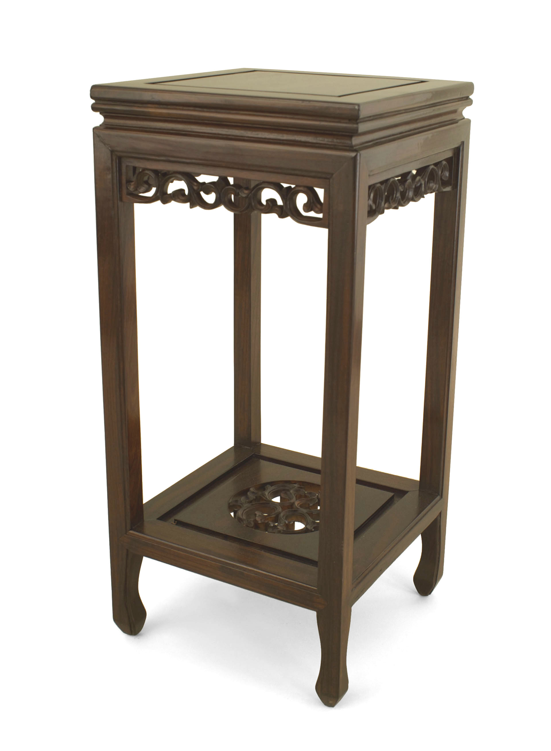 Pair chinese carved hardwood pedestals
