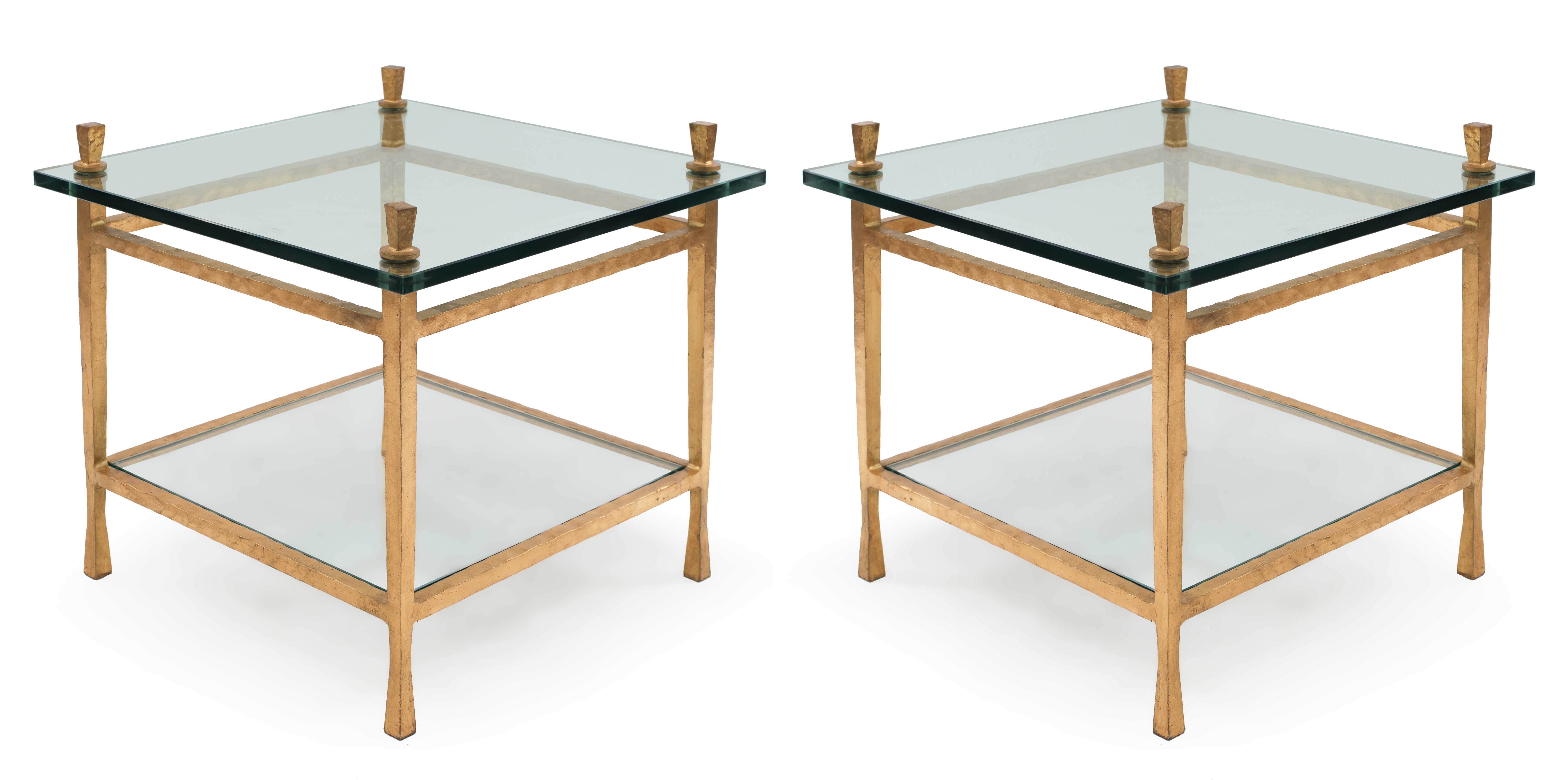 Contemporary gold leaf and glass side tables 1