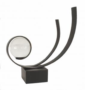 Contemporary metal and glass sphere sculpture
