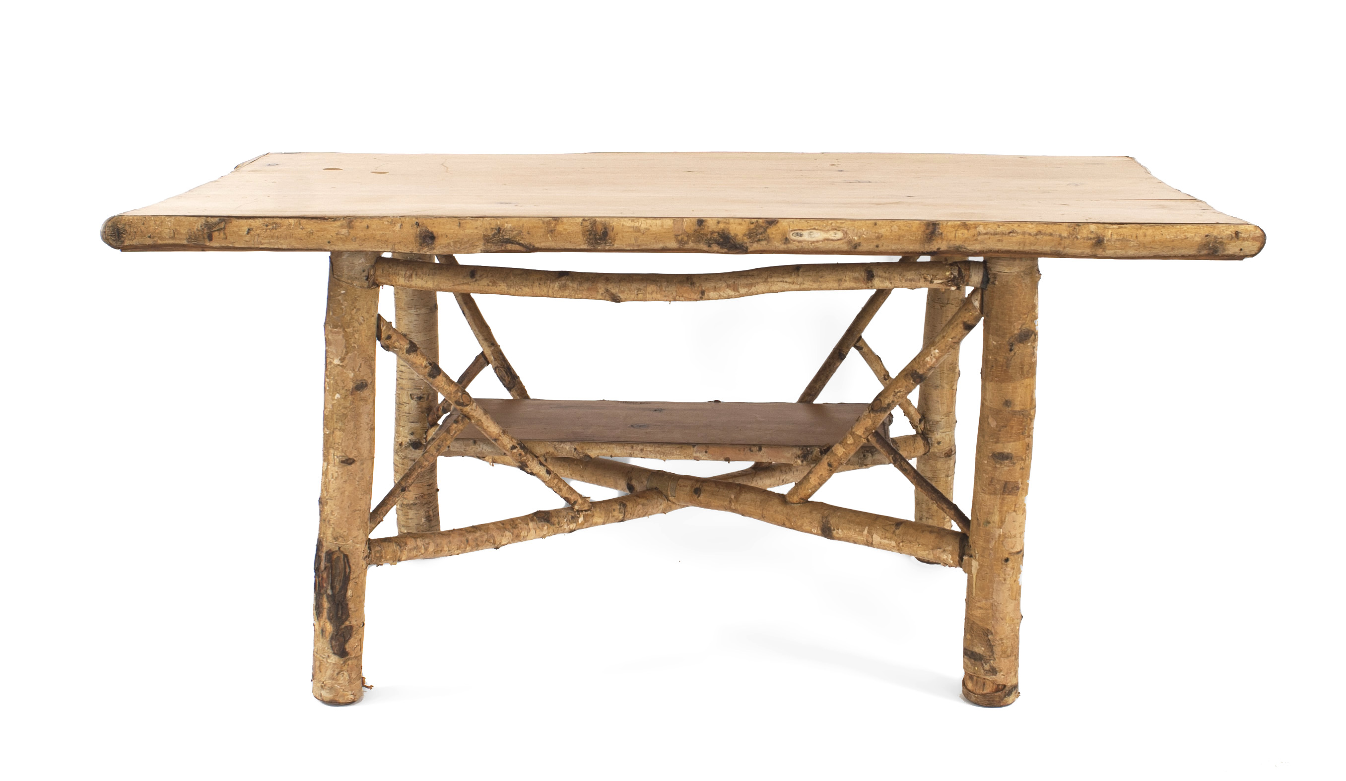 Rustic adirondack birch wood dining table