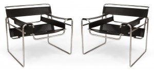 German chrome and leather arm chairs 1