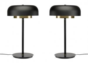 Pair contemporary black matte steel table lamps 1