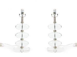 Pair contemporary glass bulb table lamps 1