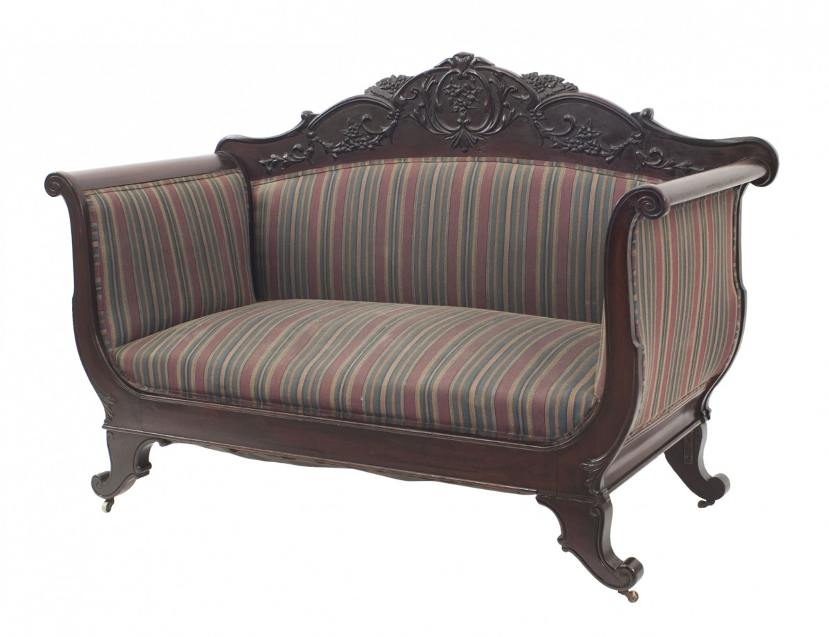 English victorian striped loveseat