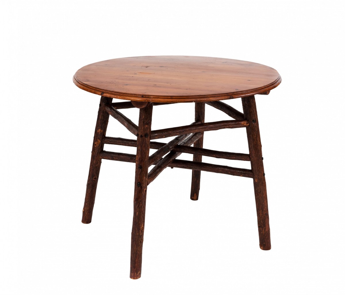 Rustic american old hickory pine end table
