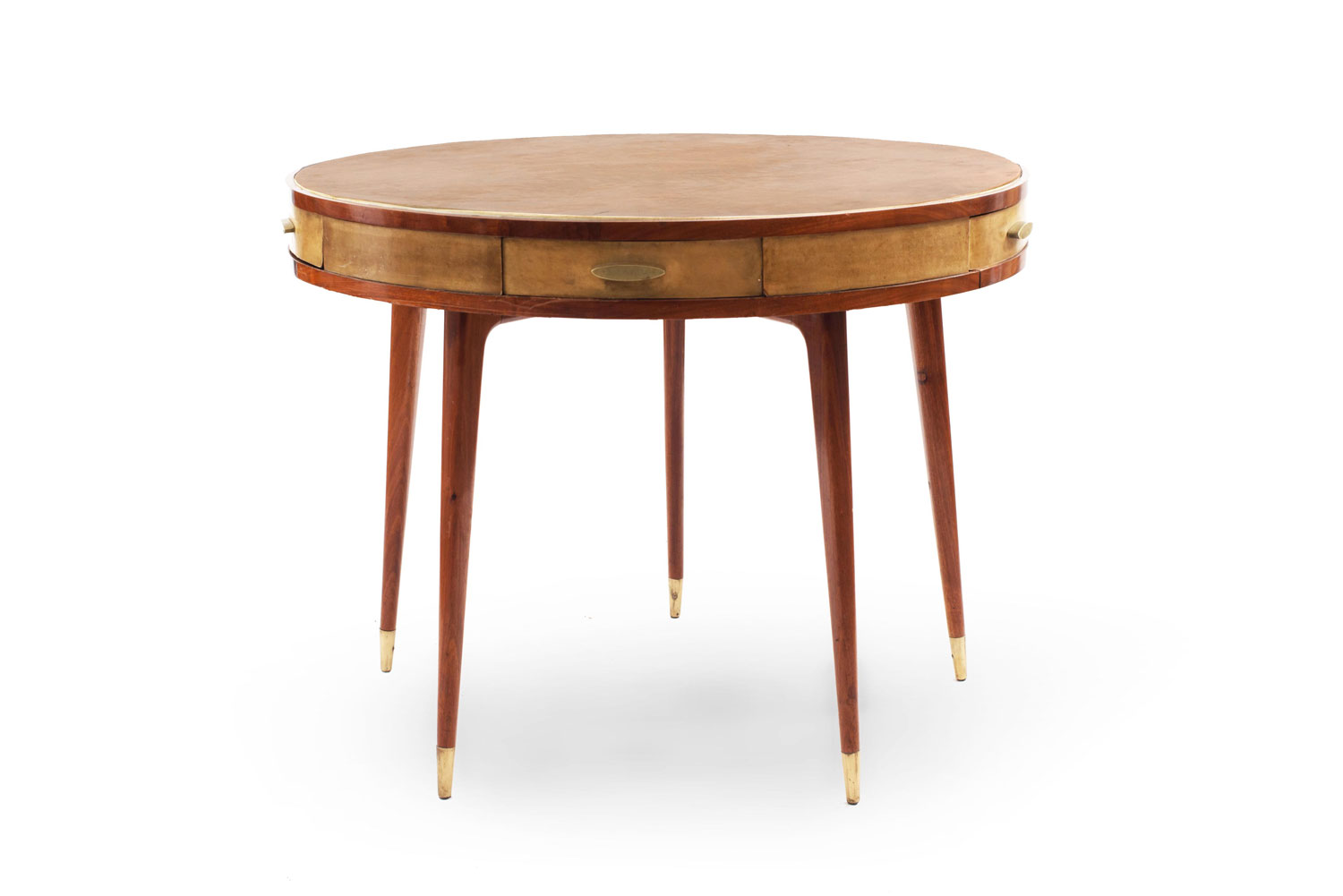 Italian mid century teak parchment game table