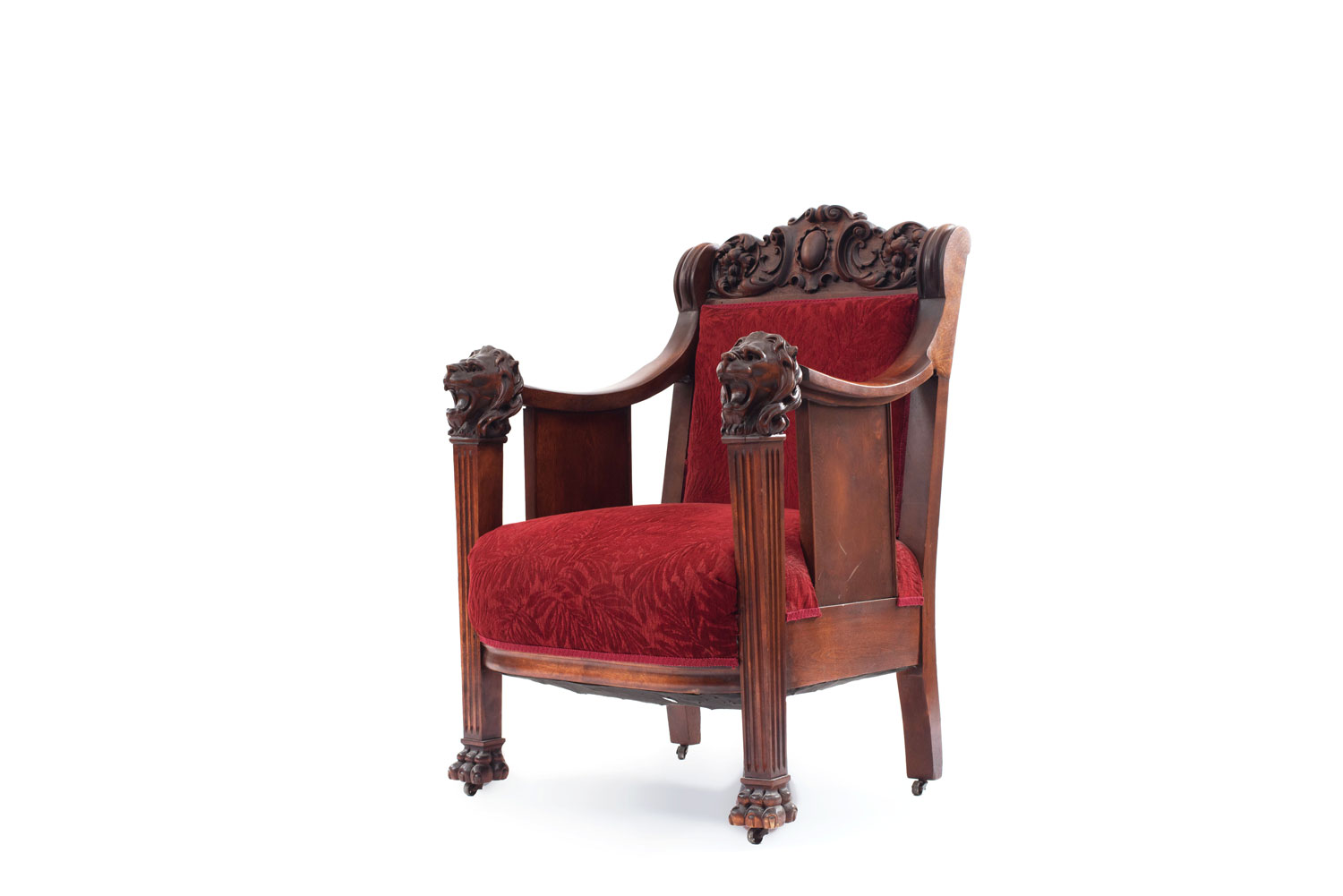 American victorian red velvet living room set