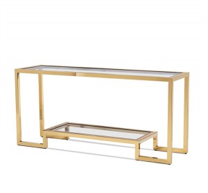 Contemporary gilt and glass console table