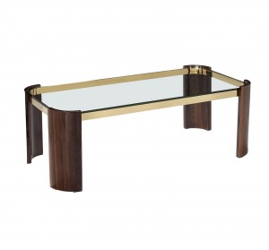 Contemporary eucalyptus and glass coffee table