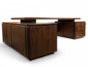 Large Contemporary Walnut Veneer Executives Desk