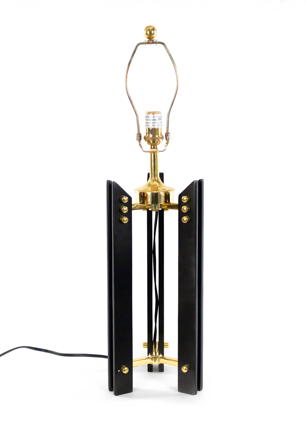 Mid century style black and gold tripod table lamps