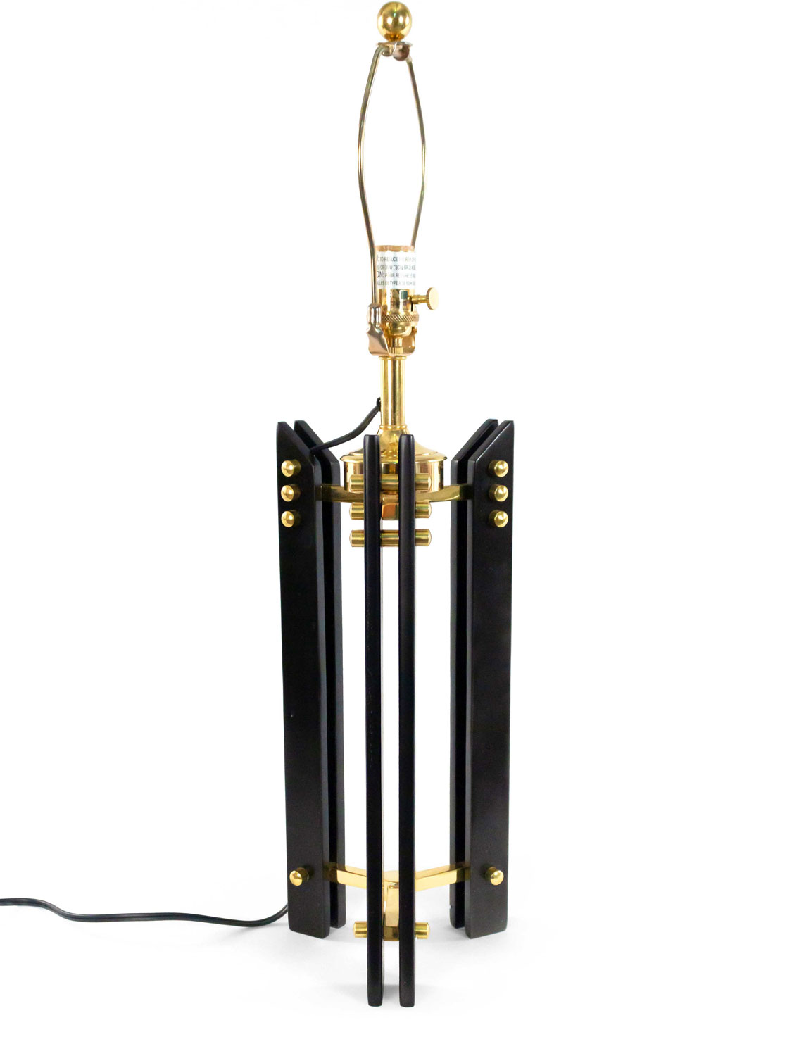 Mid century style black and gold tripod table lamps