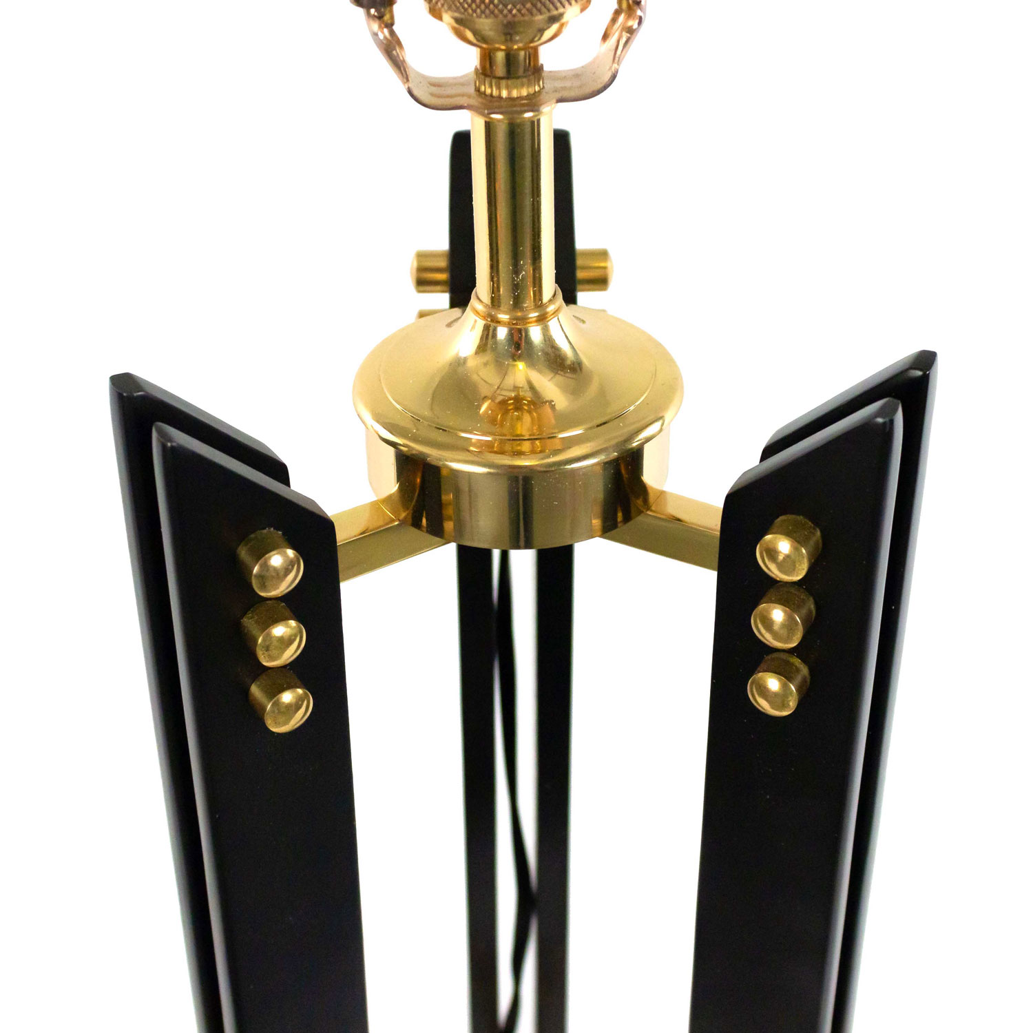 Mid century style black and gold tripod table lamps