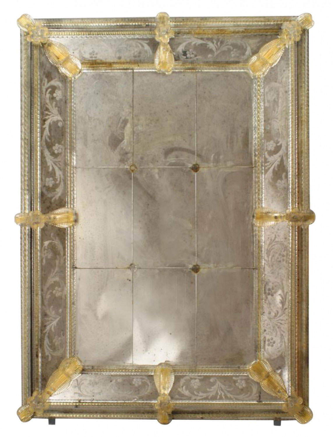 Italian murano etched wall mirrors