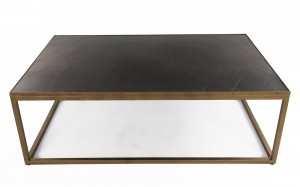 Patinated copper colored geometric coffee table 1