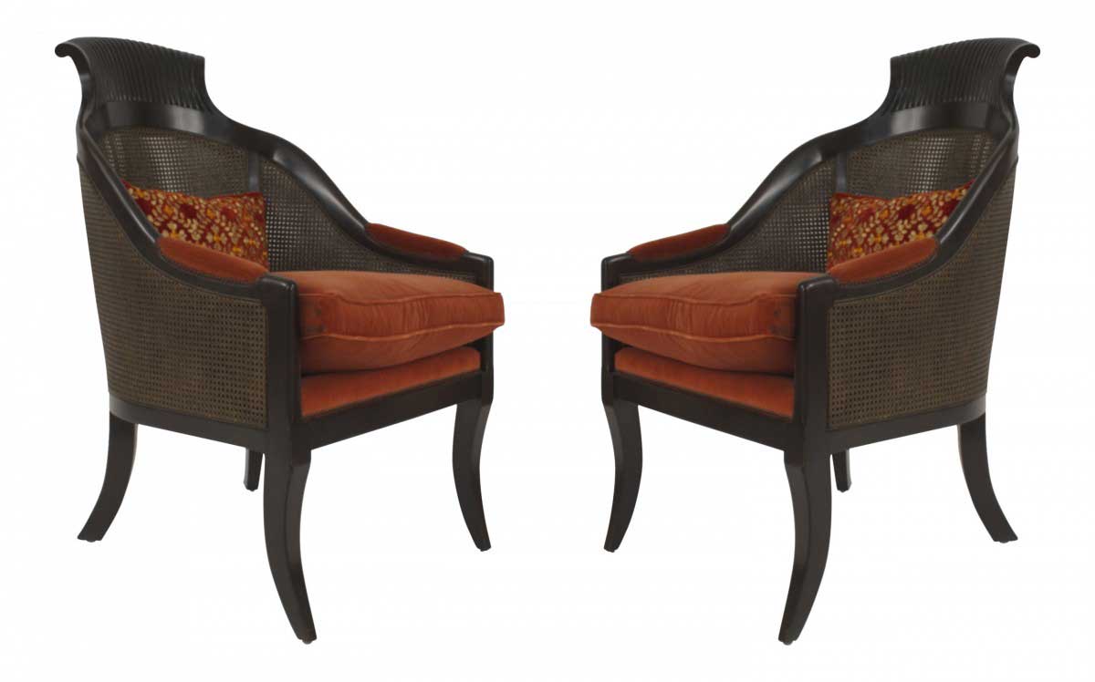 English regency rust velvet arm chairs 7