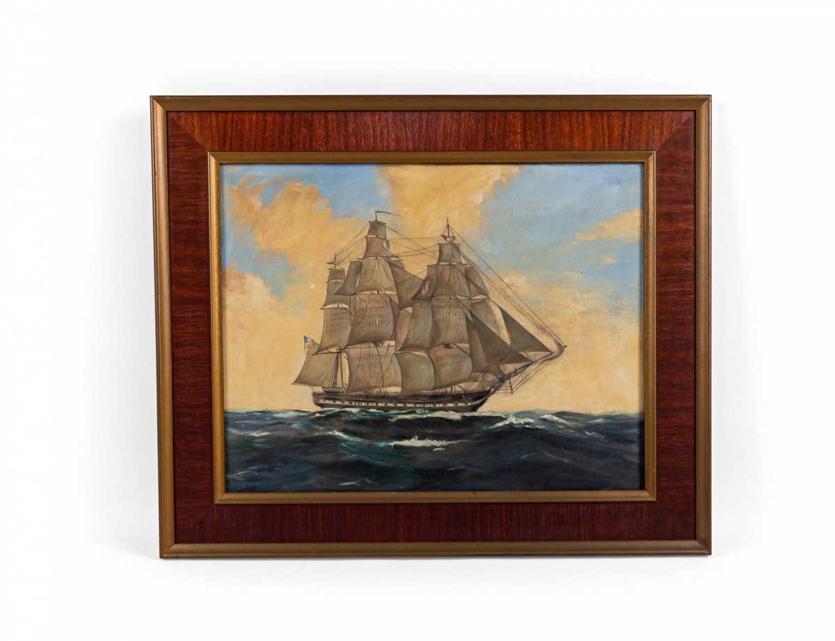 Oil painting of the ship uss constitution