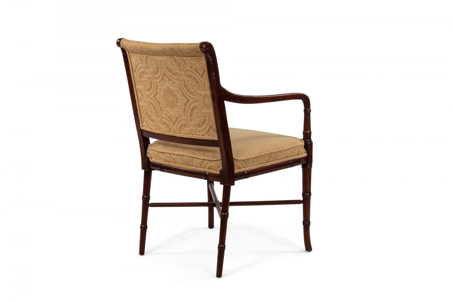 Set of 6 yellow damask mahogany arm chairs