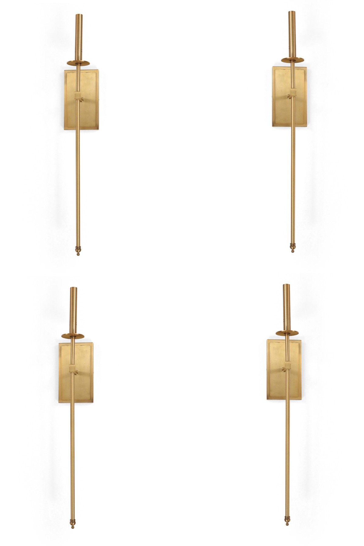 Contemporary gilt metal long wall sconces