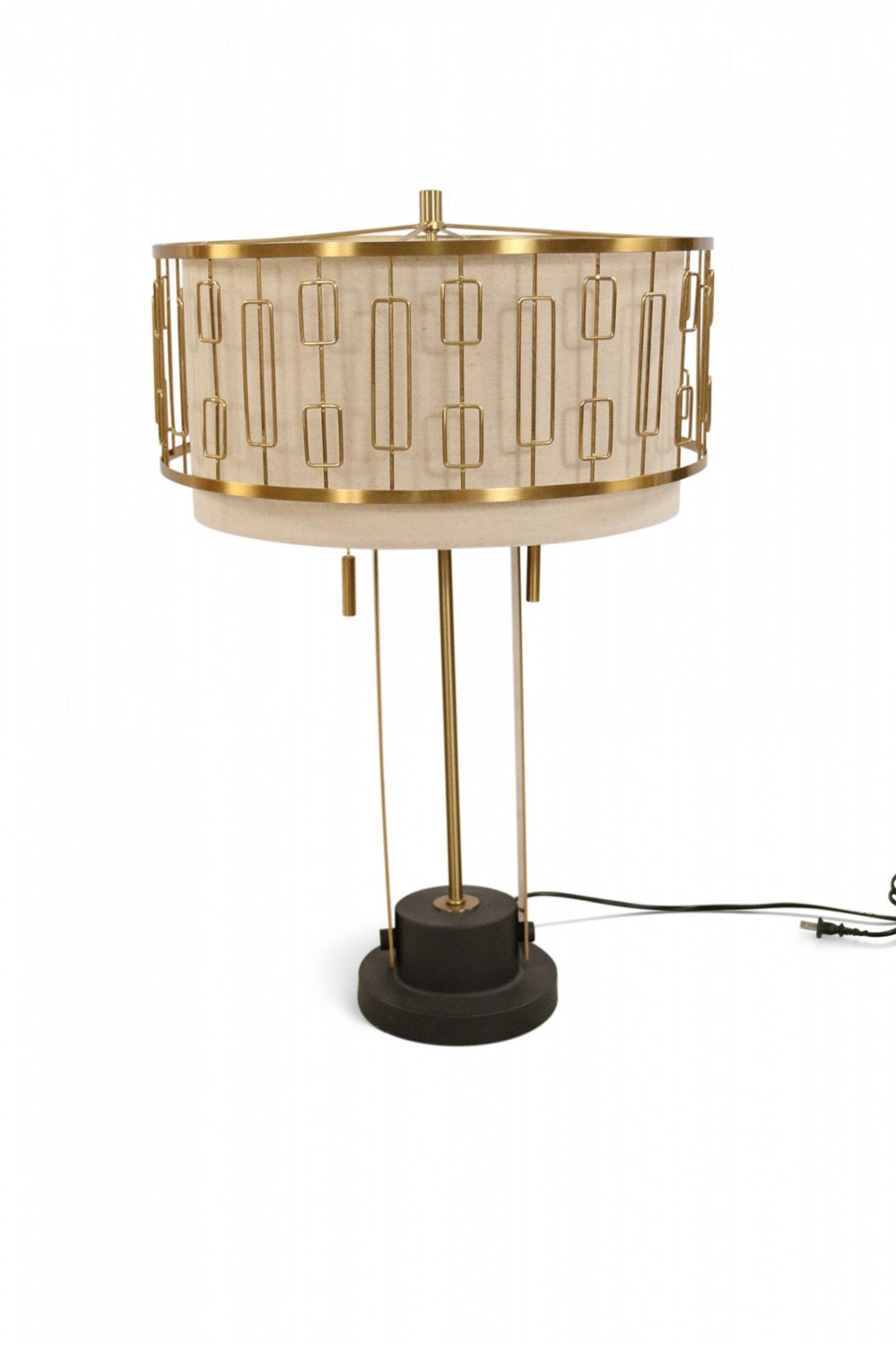 Contemporary gold metal geometric design table lamp