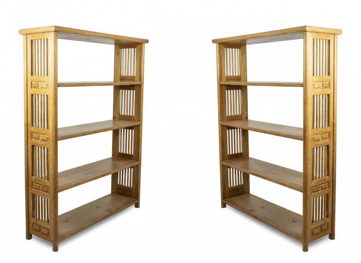 Pair of mid century austrian style cerused oak open bookcases