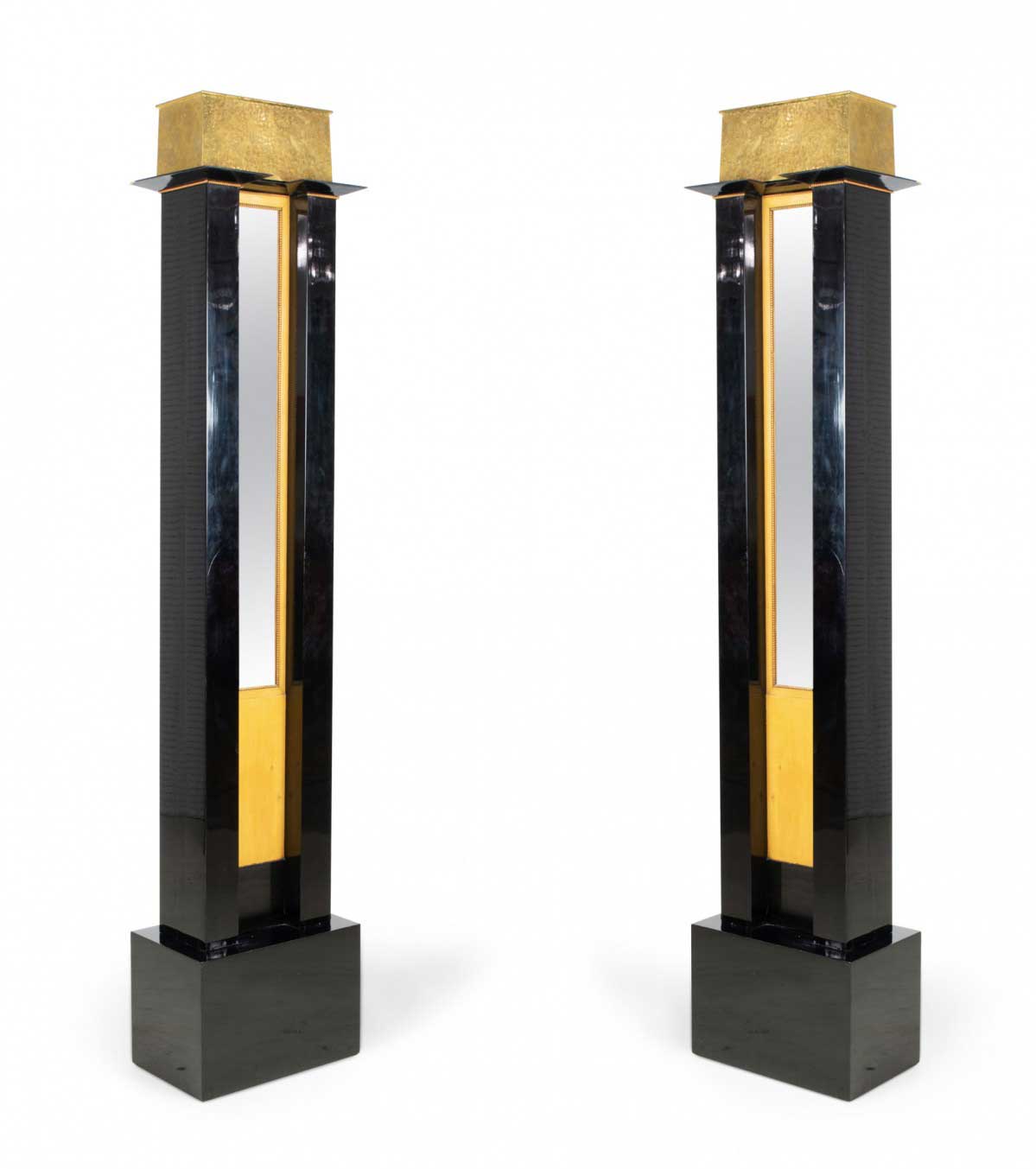 Pair of austrian secessionist mirrored pedestal jardiniere planters