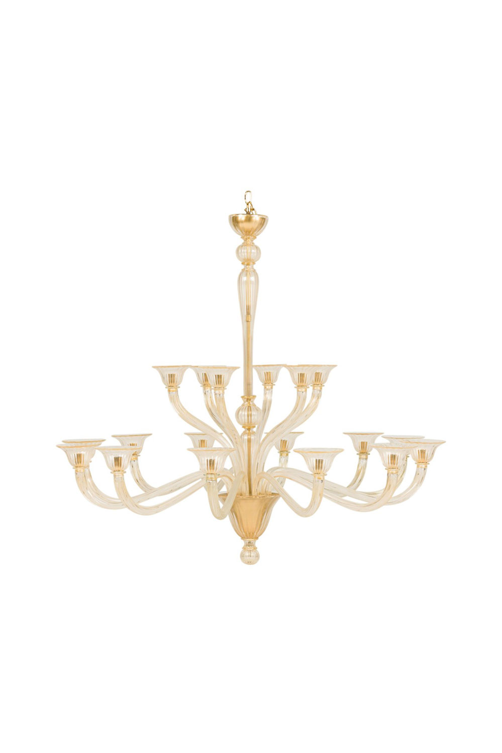 Venetian 18 arm murano sommerso gold glass chandelier
