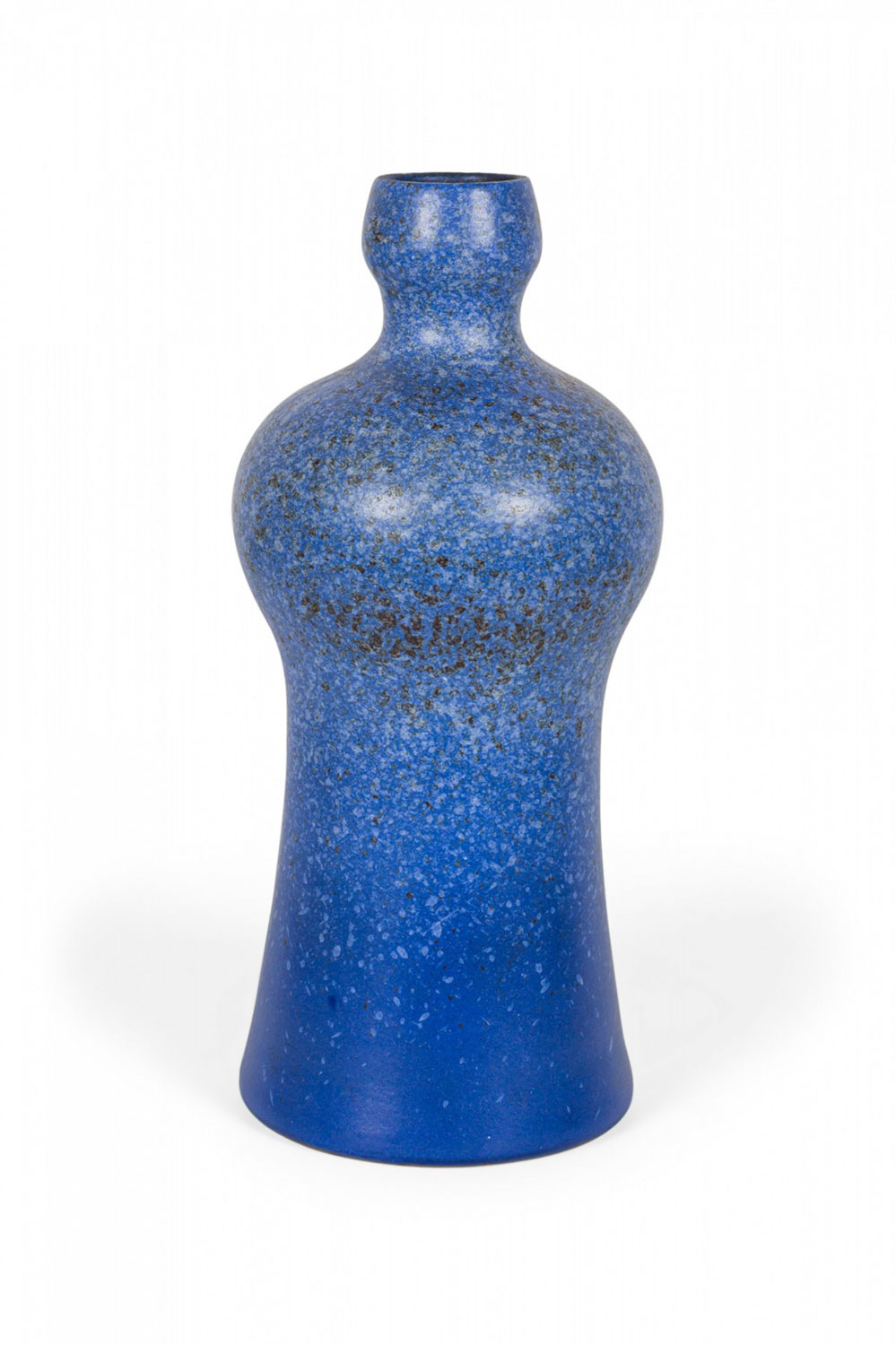 Strehla Keramik East German Mid Century Speckled Blue Glazed Ceramic Bottle Vase