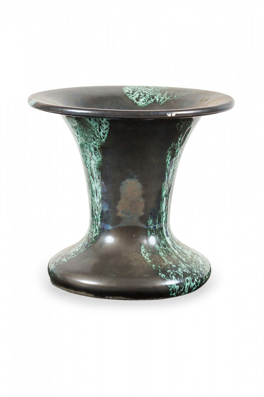 Otto Keramik West German Mid Century Fluted Green and Gray Marble Glaze Vase