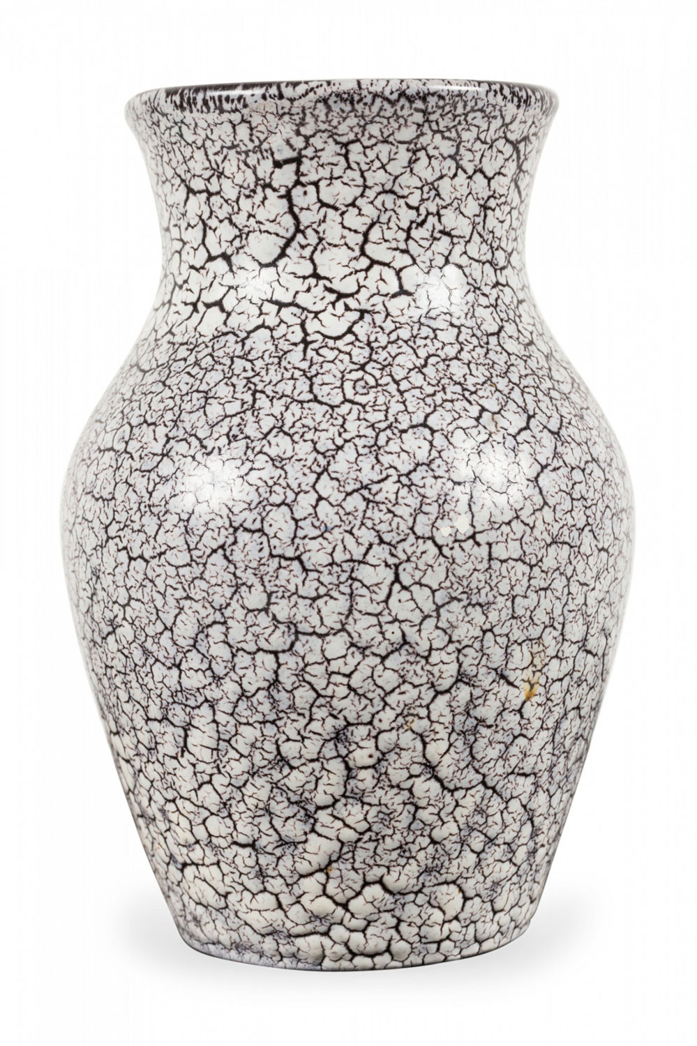 Jasba Keramik German Mid Century White and Black Crackle Glazed Ceramic Vase