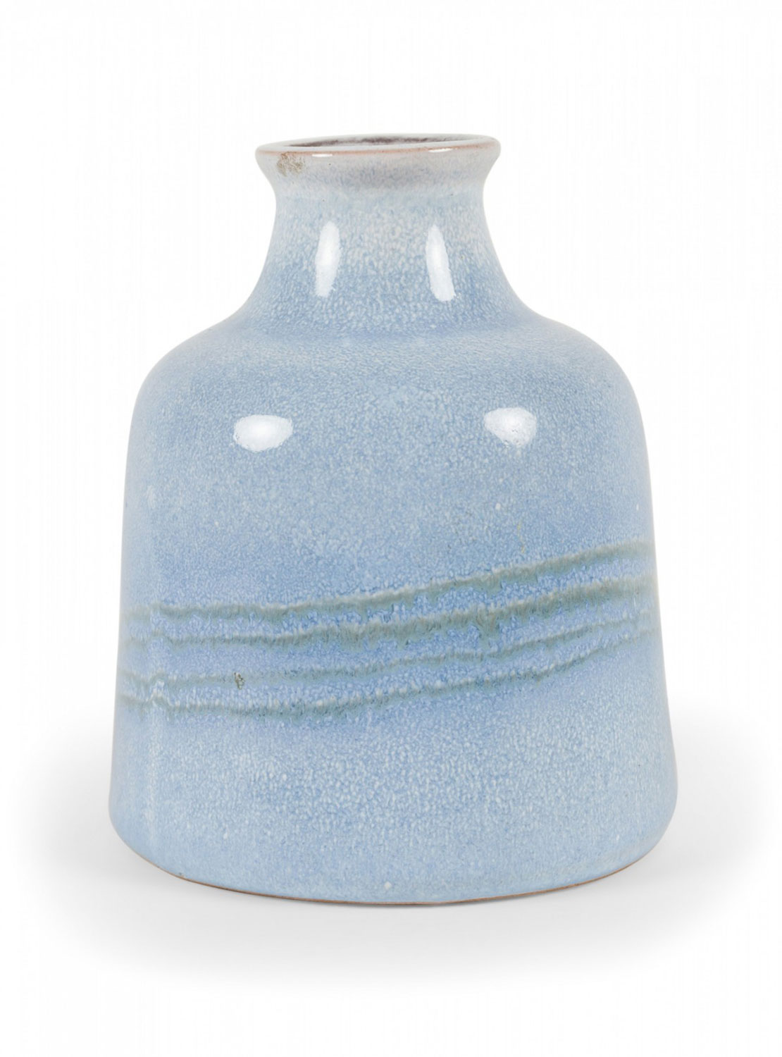 Strehla Keramik East German Mid Century Light Blue Speckle Glazed Ceramic Bud Vase