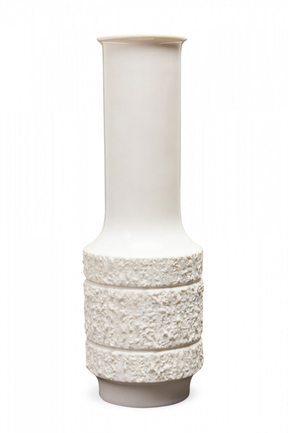 Thomas Germany Mid Century White Textured Band Design Porcelain Vase