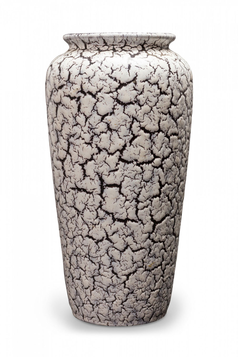 Jasba Mid Century German White and Black Crackle Glazed Ceramic Vase