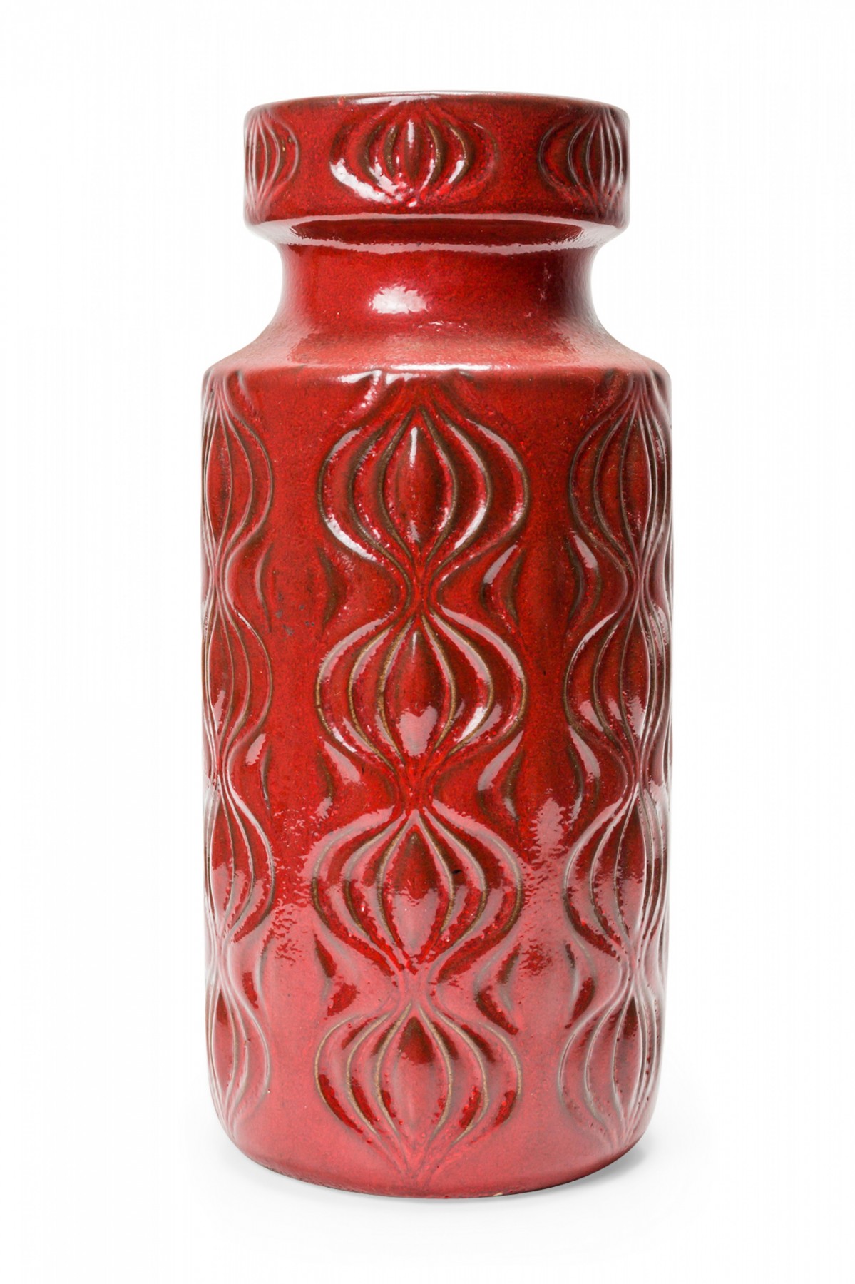 Scheurich West German Mid Century 'Onion' Design Red Glazed Ceramic Vase