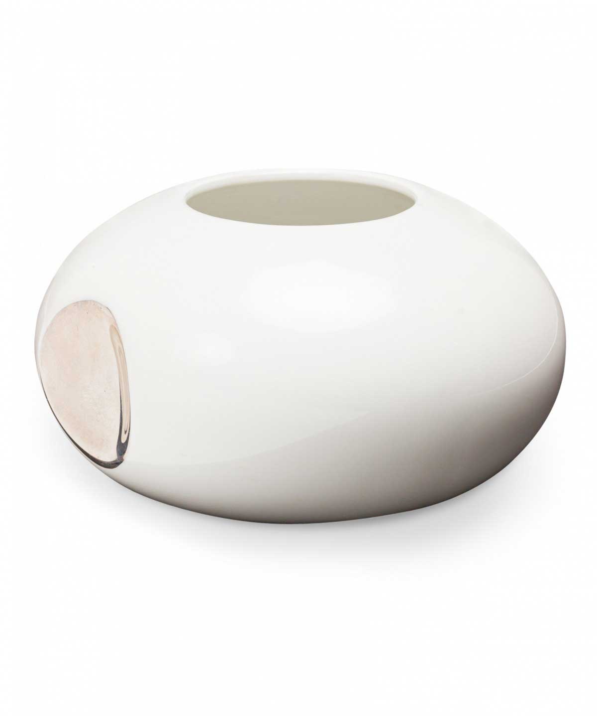 SchÃƒÂ¶nwald German White and Silver Divot Inset Porcelain Vessel 