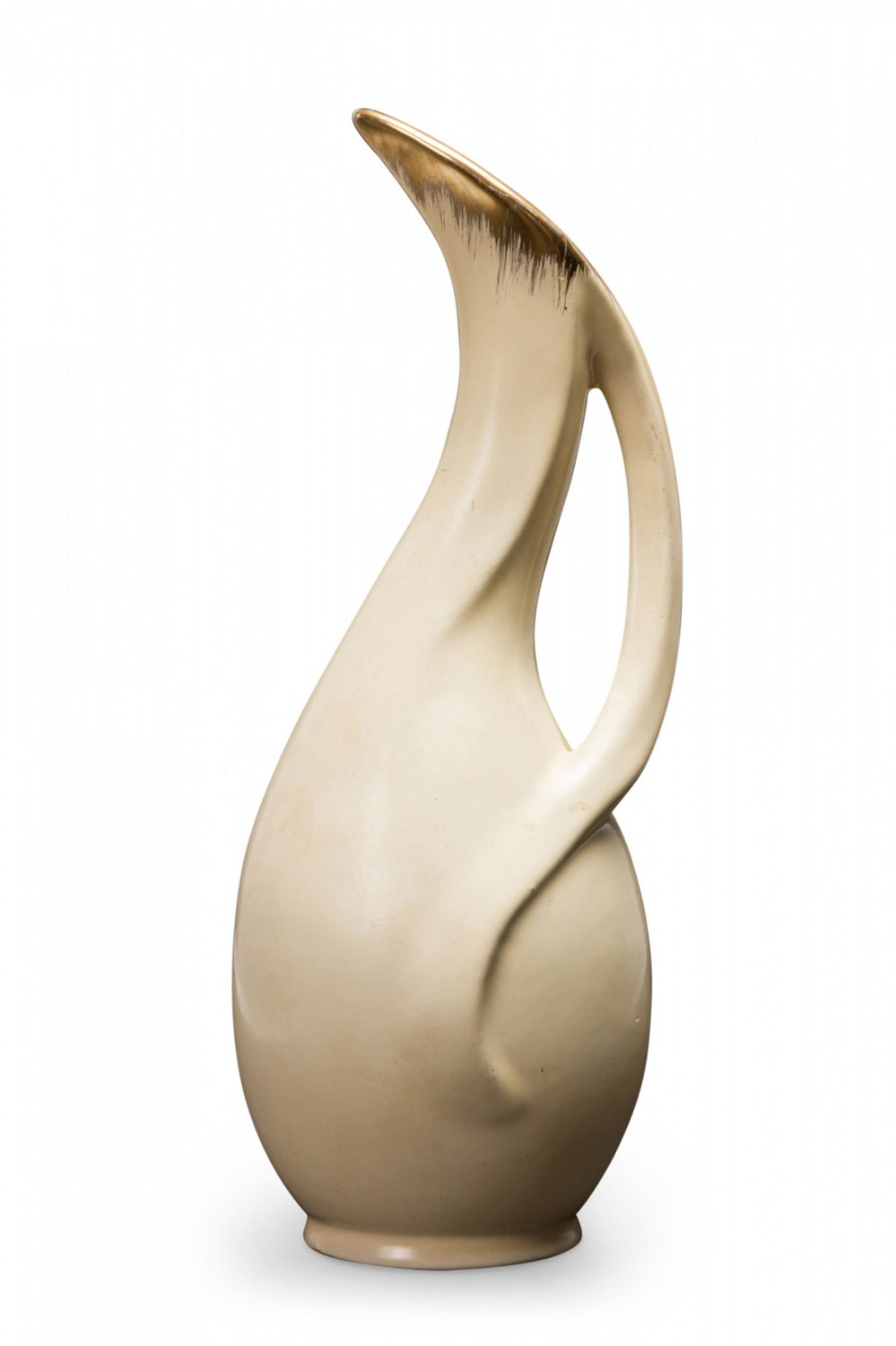 Ãœebelacker Keramik German Mid Century Curved Beige Organic Form Ceramic Pitcher