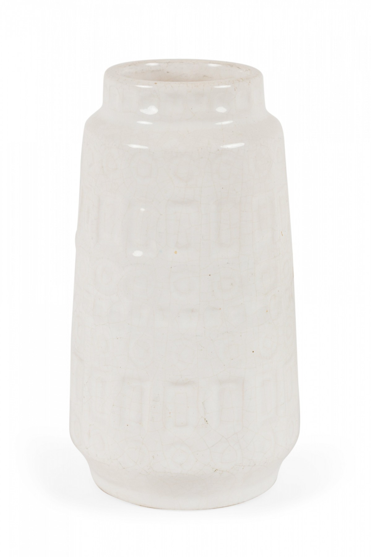 Scheurich Keramik West German Banded 'Inka' Square and Circle Patterned White Ceramic Vase