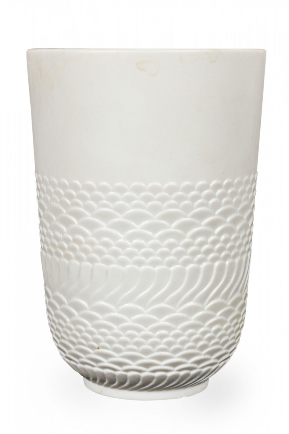 Kaiser West German Mid Century White Bisque Porcelain Raised Scalloped Base Design Vase