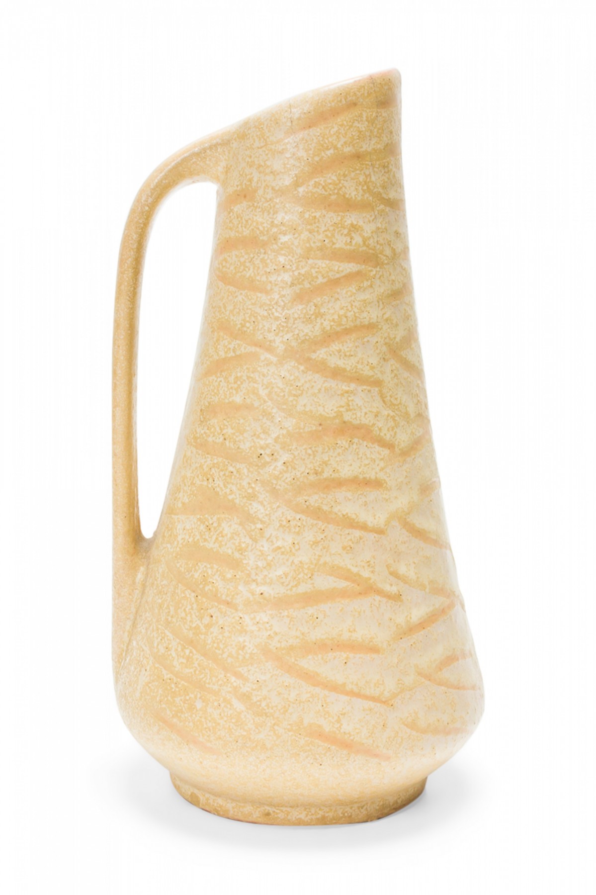 VEB GrÃƒÂ¤fenroda West German Mid Century Yellow Striped 'Gera' Pattern Glazed Ceramic Pitcher