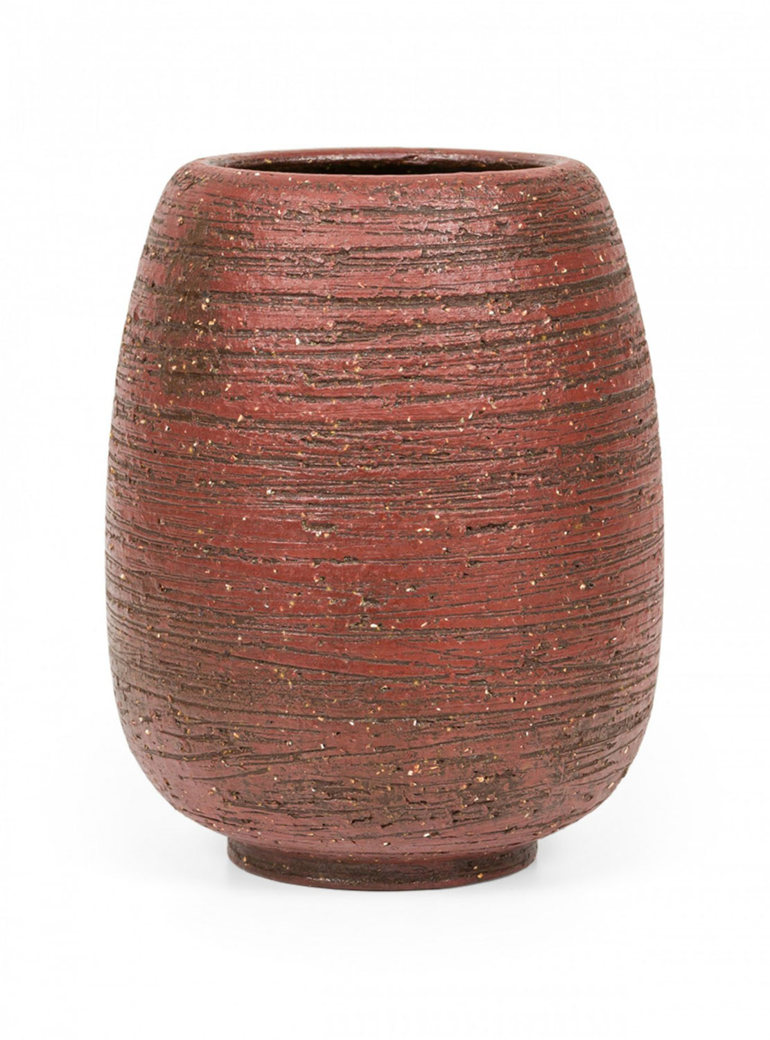 Sibylle Karrenberg Dresler German Mid Century Textured and Horizontally Incised Brown Ceramic Vase
