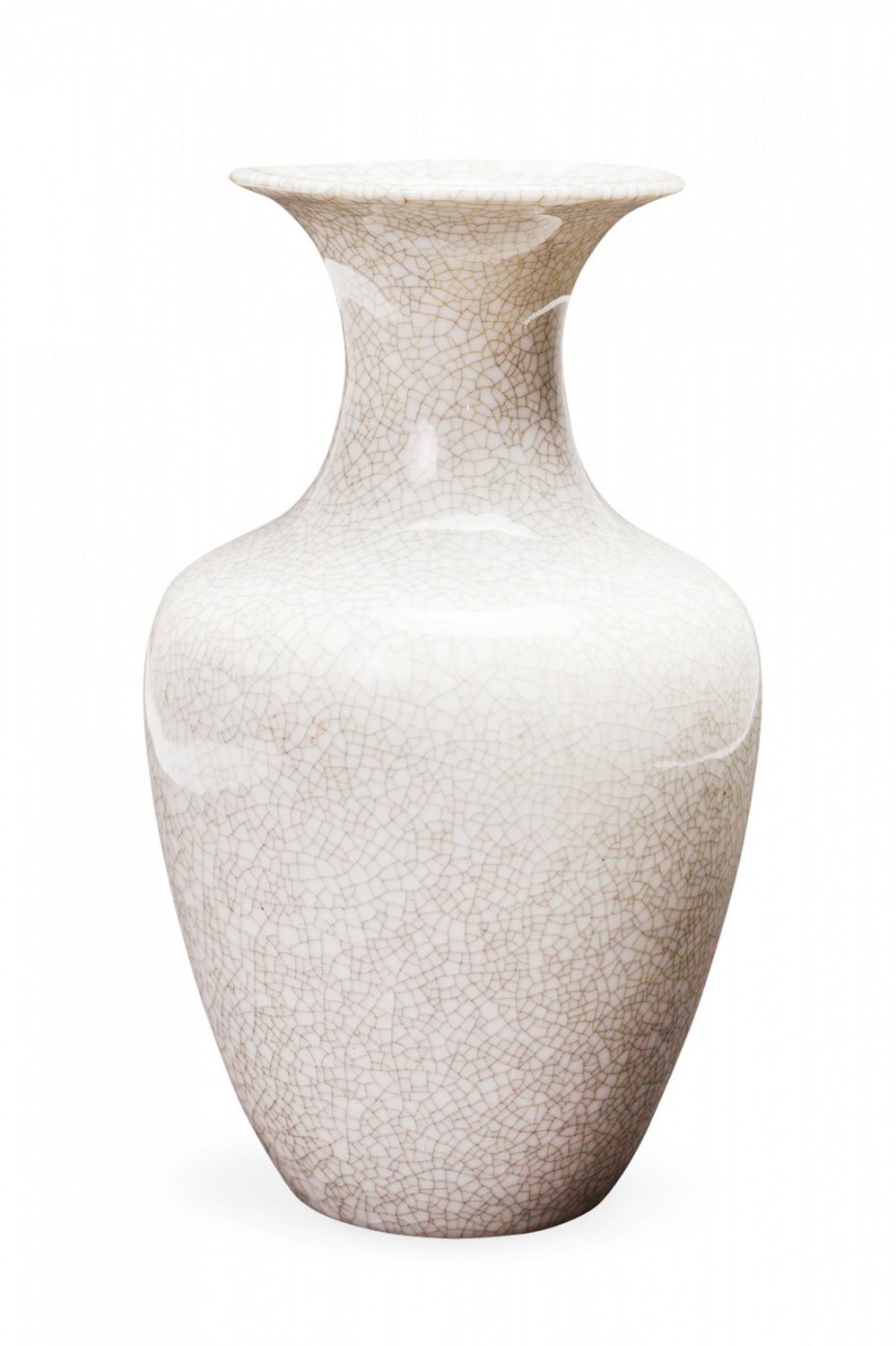 VEB Lichte German Mid Century White Crackle Glazed Ceramic Vase 1