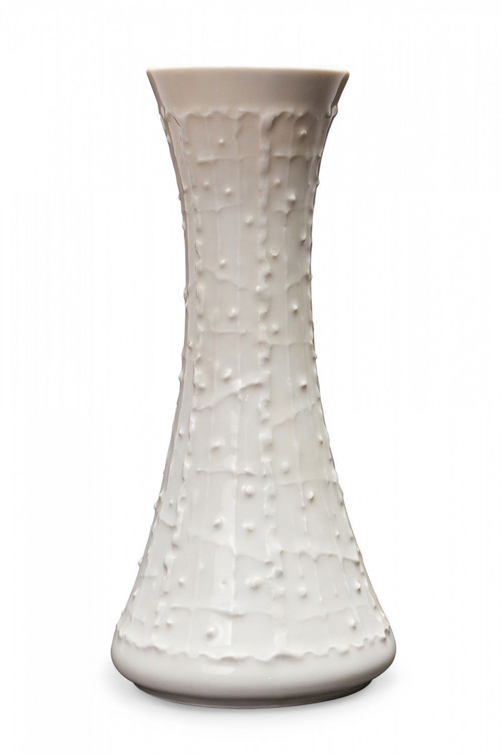 KPM West German Mid Century Organic Line and Dot Textured White Porcelain Vase