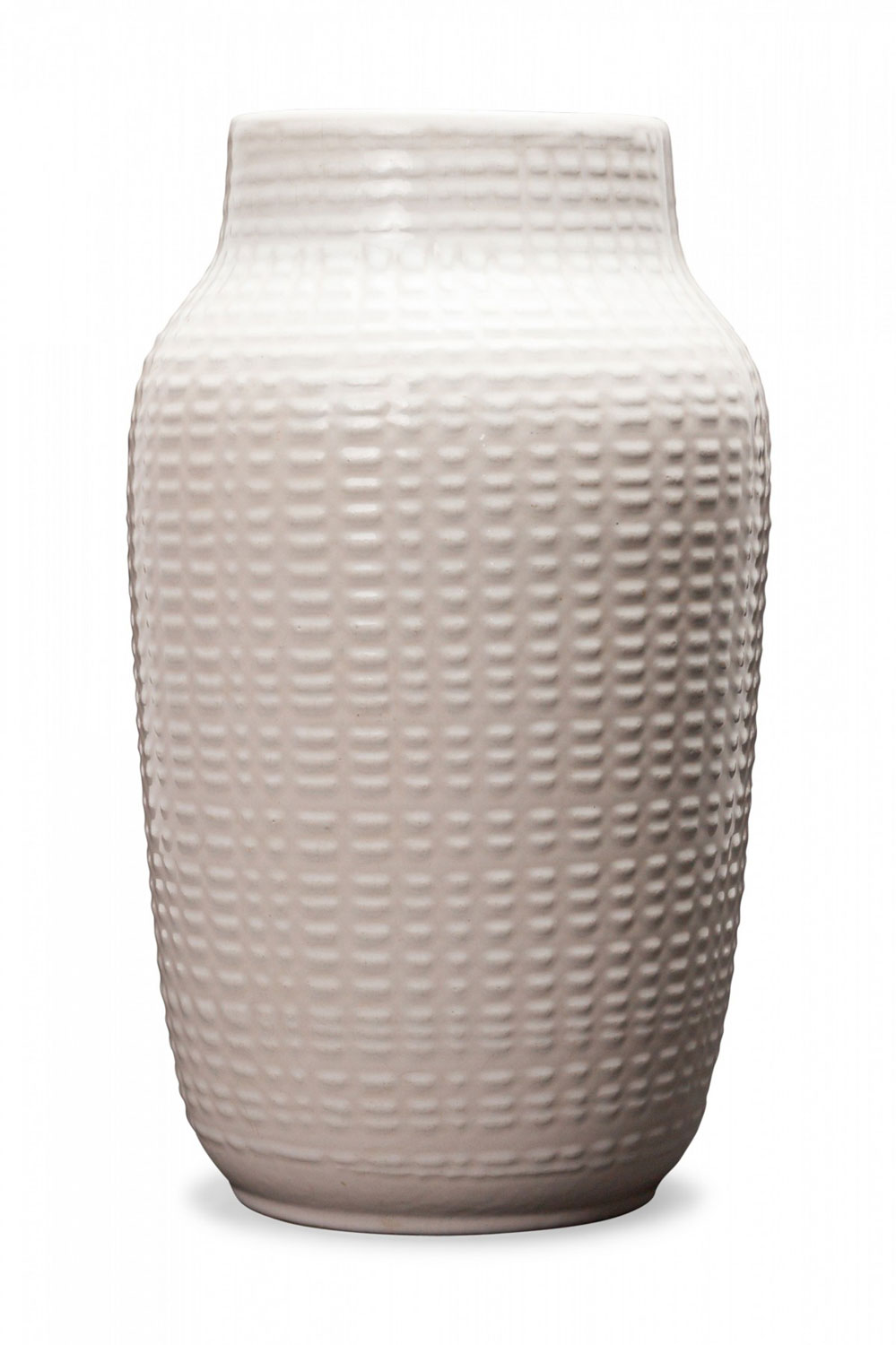 German Mid Century Raised Grid Textured White Porcelain Vase