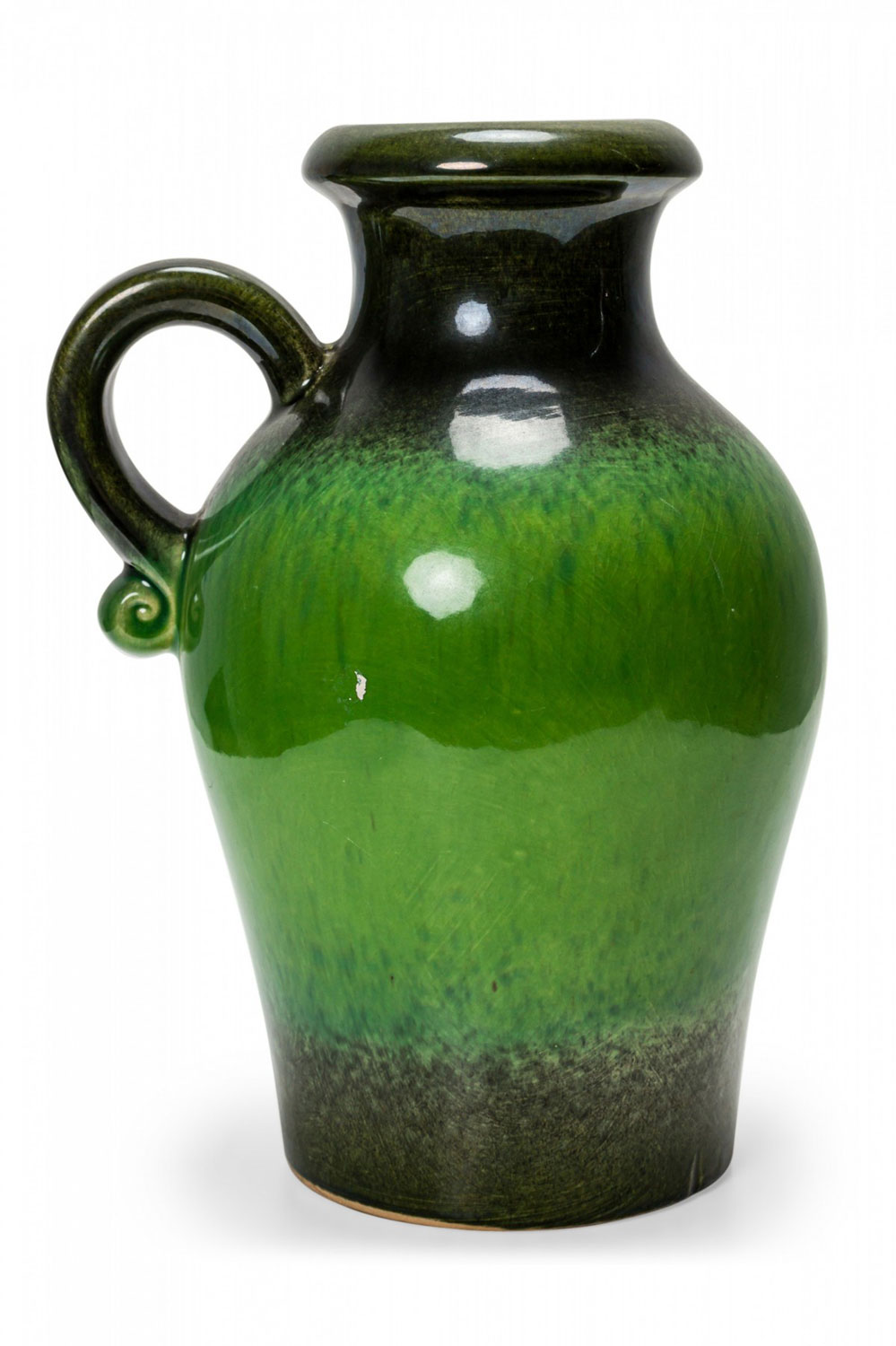 Schaurich Keramik West German Mid Century Dark and Light Green Glazed Ceramic Pitcher